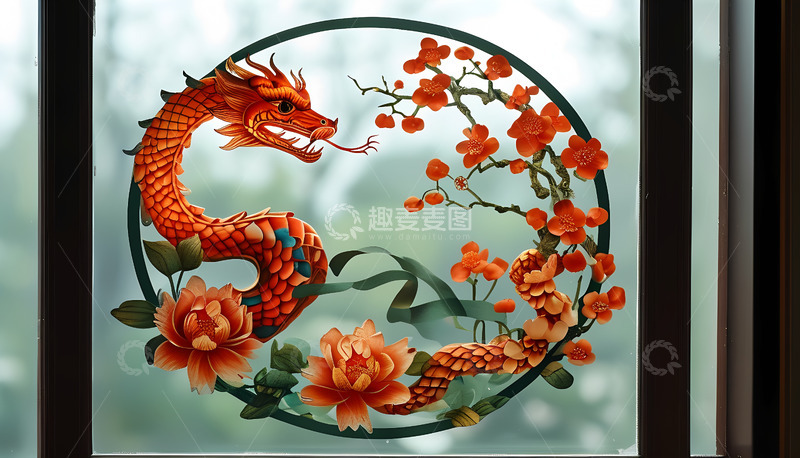 高清大图下载【趣麦麦图】蛇年美丽的窗花