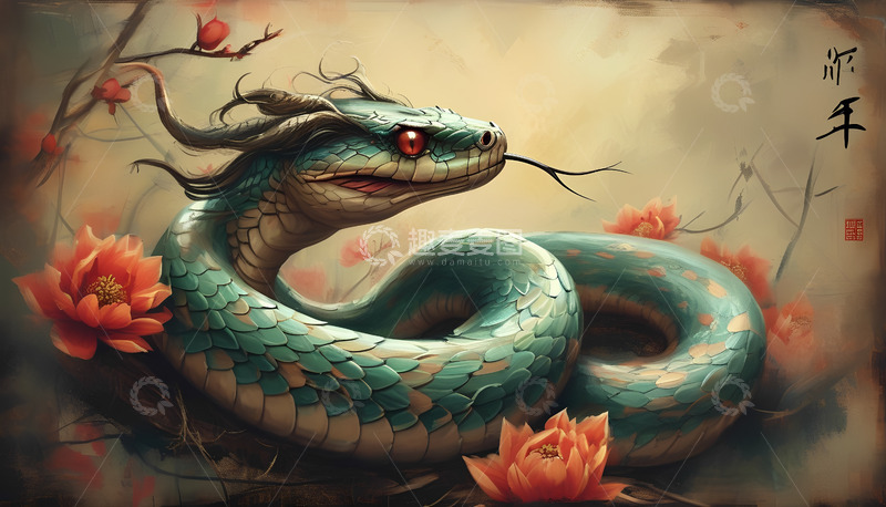 高清大图下载【趣麦麦图】绿色的大蛇花