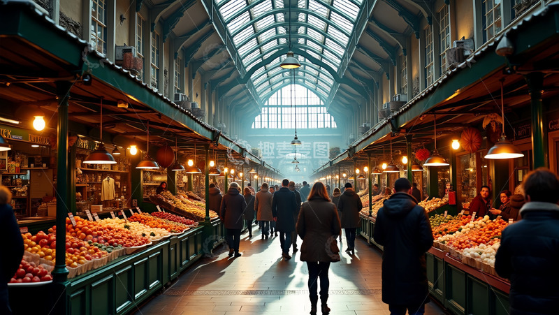 高清大图下载【趣麦麦图】庞大的水果市场