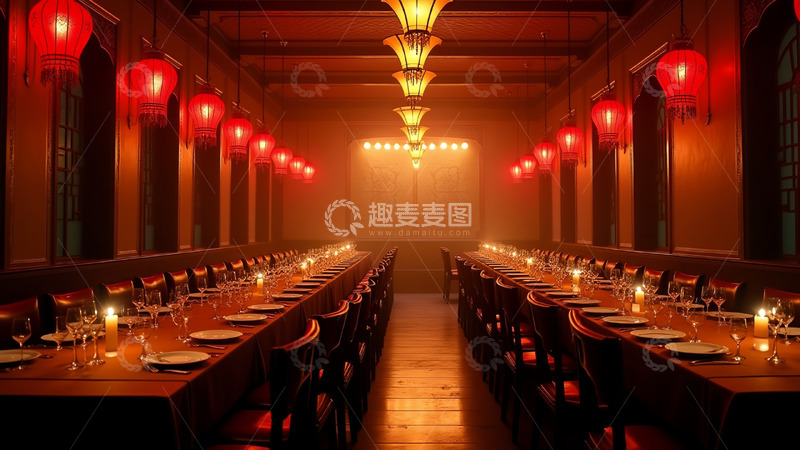 高清大图下载【趣麦麦图】灯光灯笼桌子