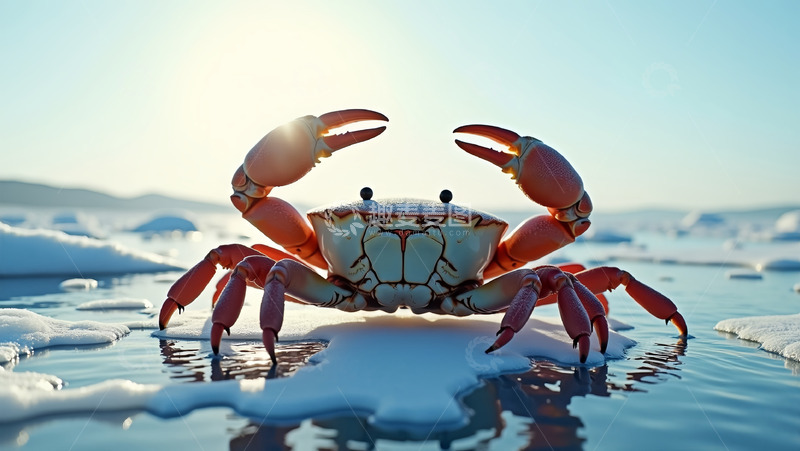 高清大图下载【趣麦麦图】阳光螃蟹雪地