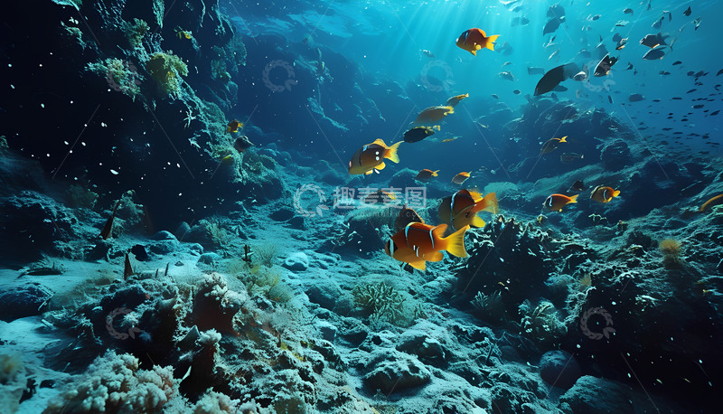 高清大图下载【趣麦麦图】鱼群小鱼海水
