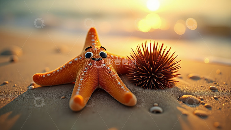 高清大图下载【趣麦麦图】沙滩星星海参