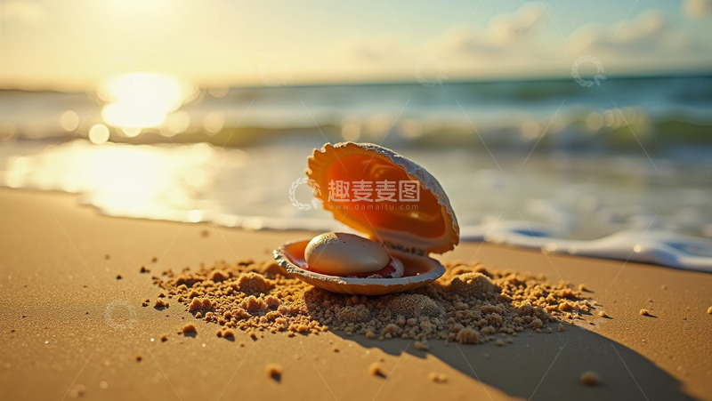 高清大图下载【趣麦麦图】阳光沙滩贝壳