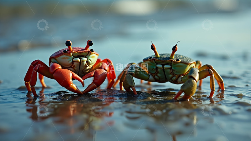 高清大图下载【趣麦麦图】两只螃蟹可爱