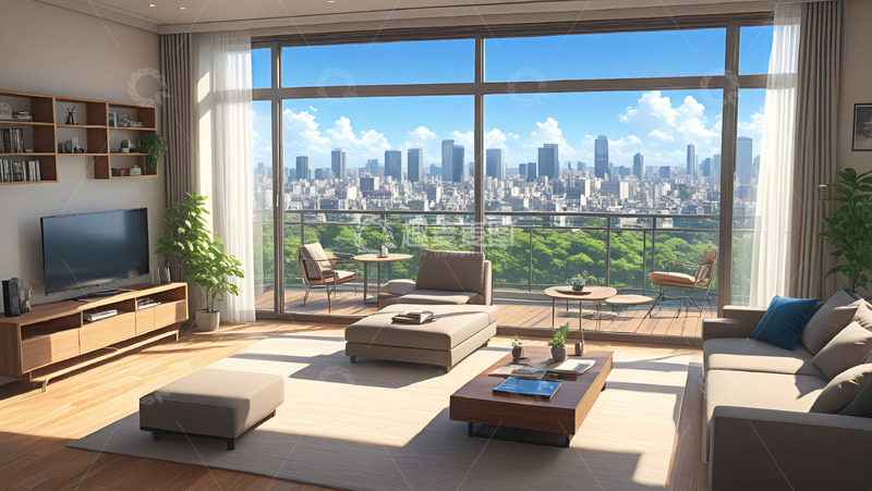 高清大图下载【趣麦麦图】沙发窗户白云