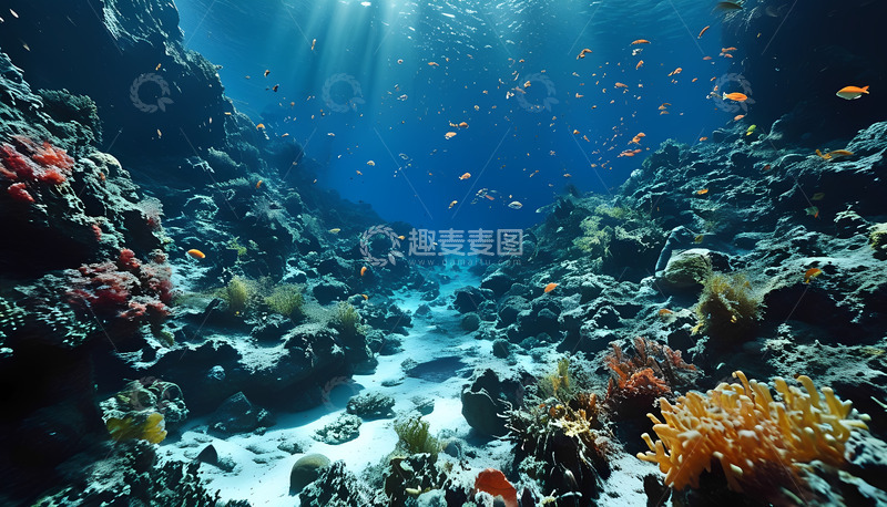 高清大图下载【趣麦麦图】珊瑚海底海水
