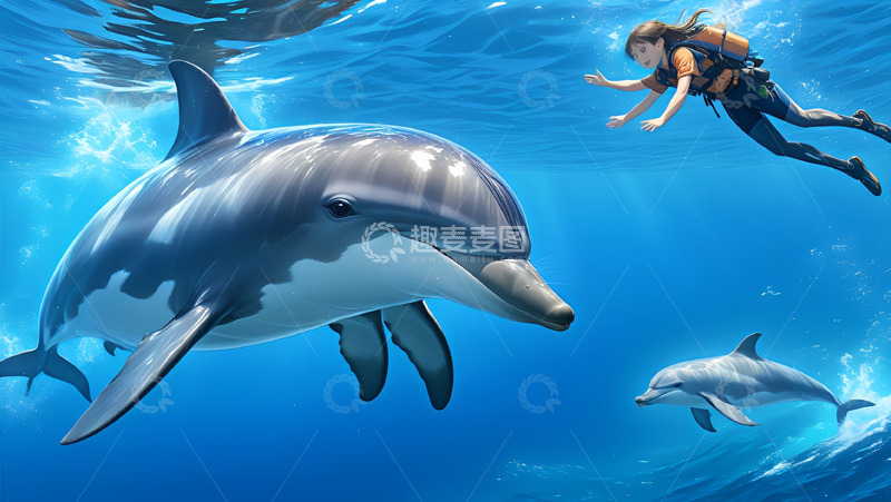 高清大图下载【趣麦麦图】鲸鱼海水水人