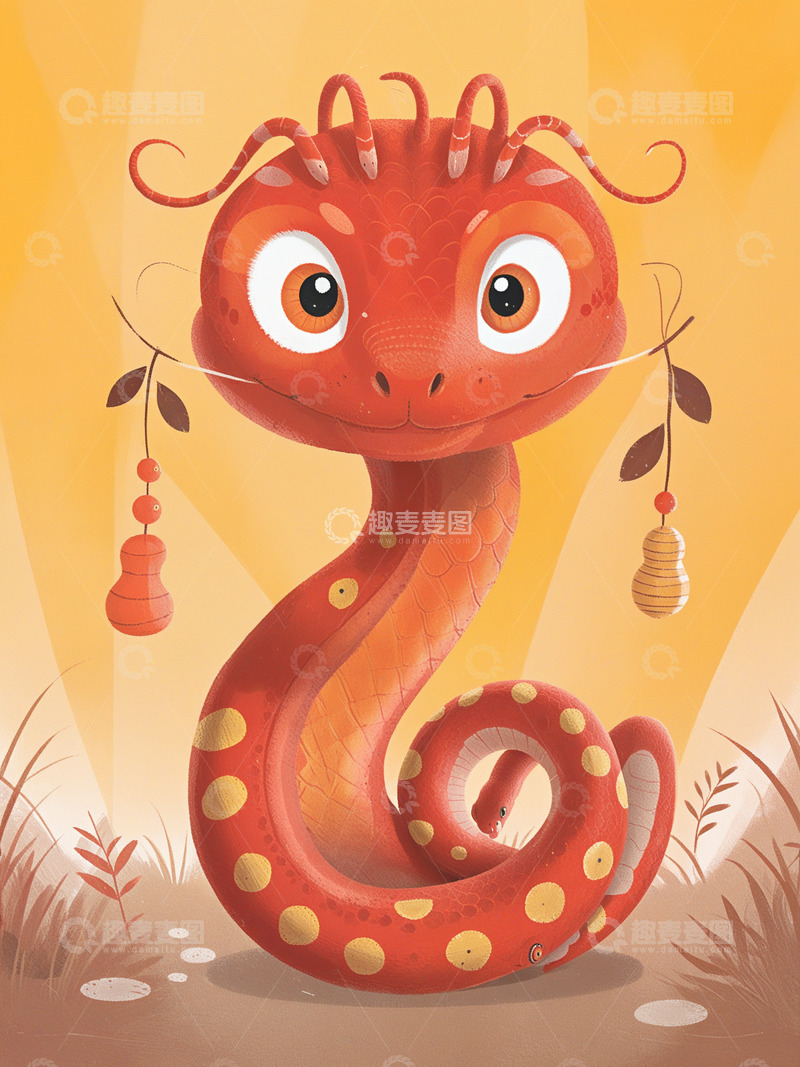 源文件下载【趣麦麦图】蛇年祥瑞微笑小蛇