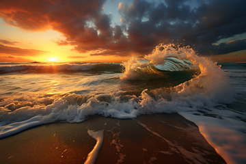 海边翻涌的浪花