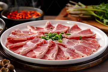 一盘新鲜的牛肉片