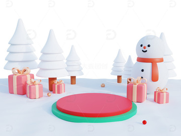 冬天整体展台冬季树木礼物盒