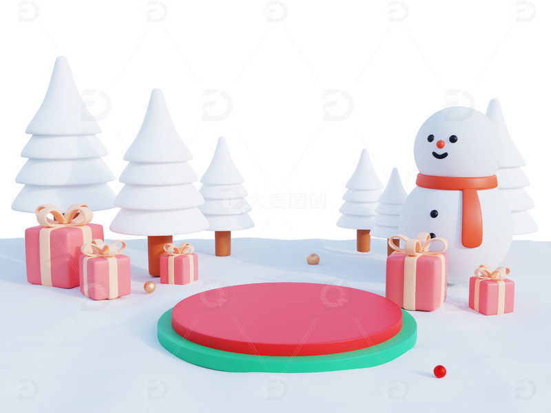 冬天整体展台冬季树木礼物盒