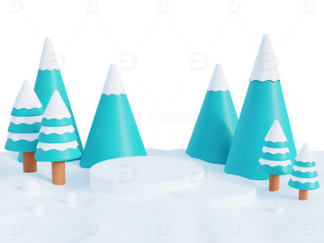 冬天整体展台冬季树木雪景雪地