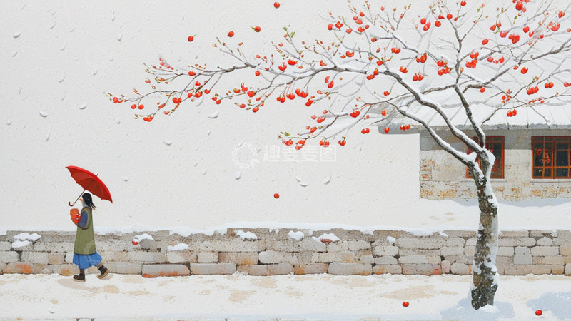 源文件下载【趣麦麦图】中国乡村新年春节雪景