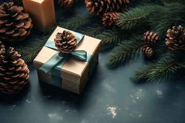 圣诞节礼物和松果