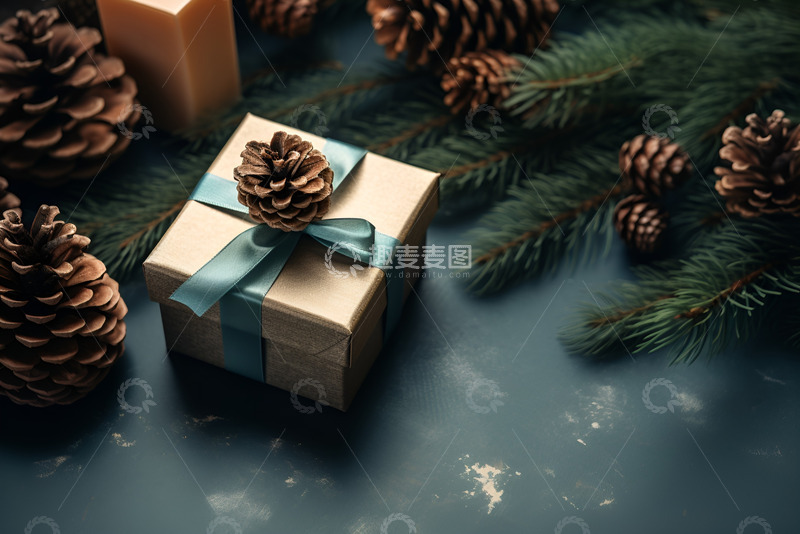 高清大图下载【趣麦麦图】圣诞节礼物和松果