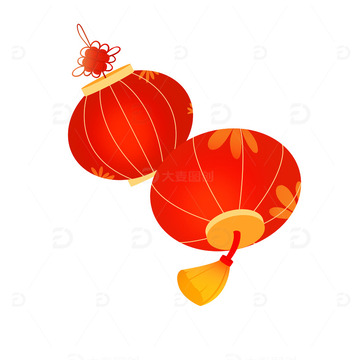 春节简约灯笼元素
