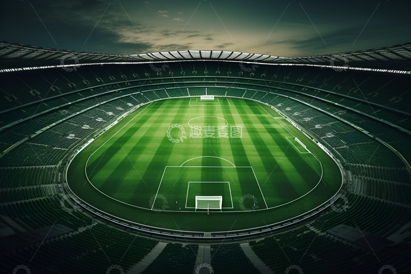 高清大图下载【趣麦麦图】足球场上空航拍图摄影