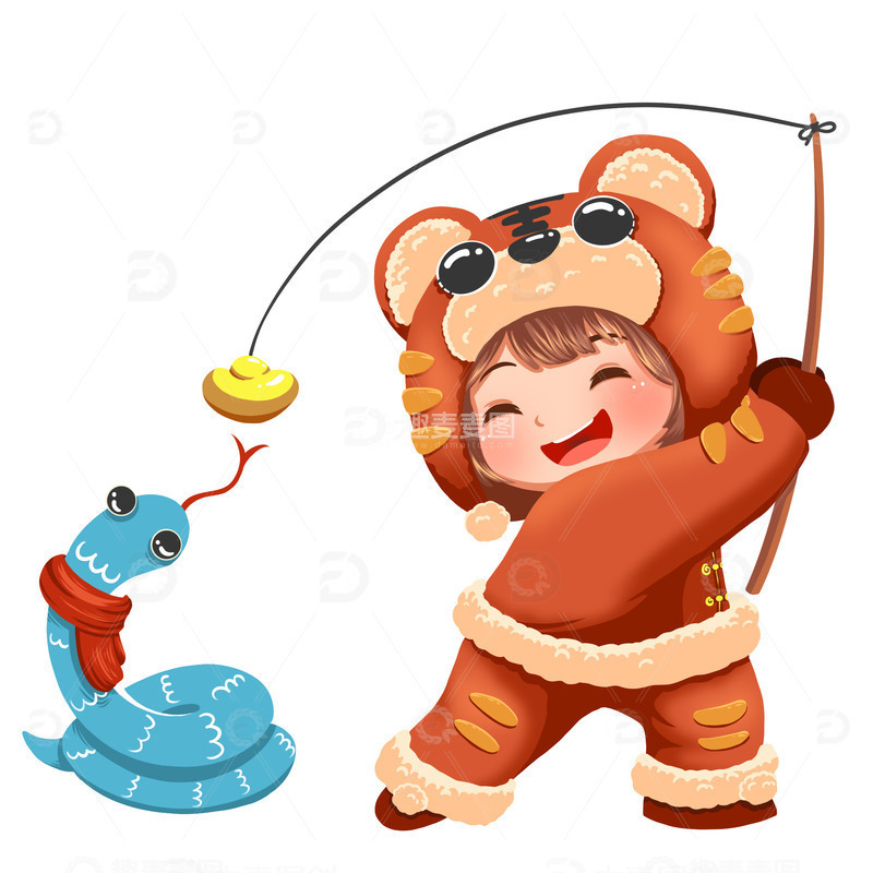 蛇年卡通人物免抠元素