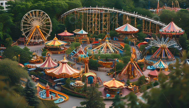 高清大图下载【趣麦麦图】游乐园过山车