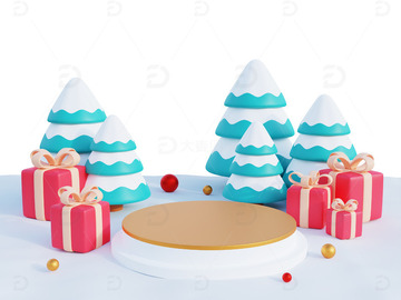 冬天整体展台冬季树木礼物盒1