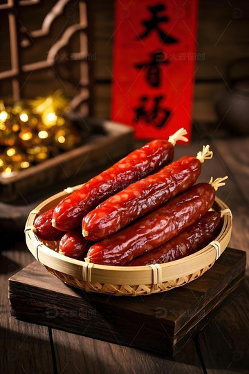 春节腊肠美食摄影图