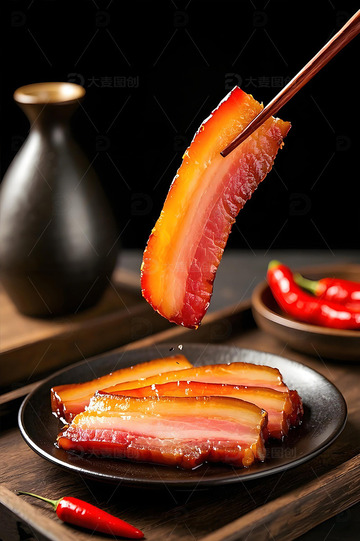 春节腊肉美食摄影图