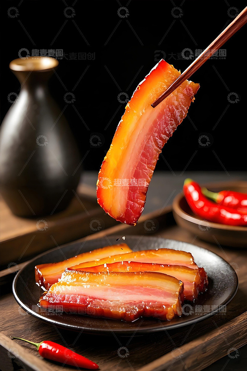 春节腊肉美食摄影图