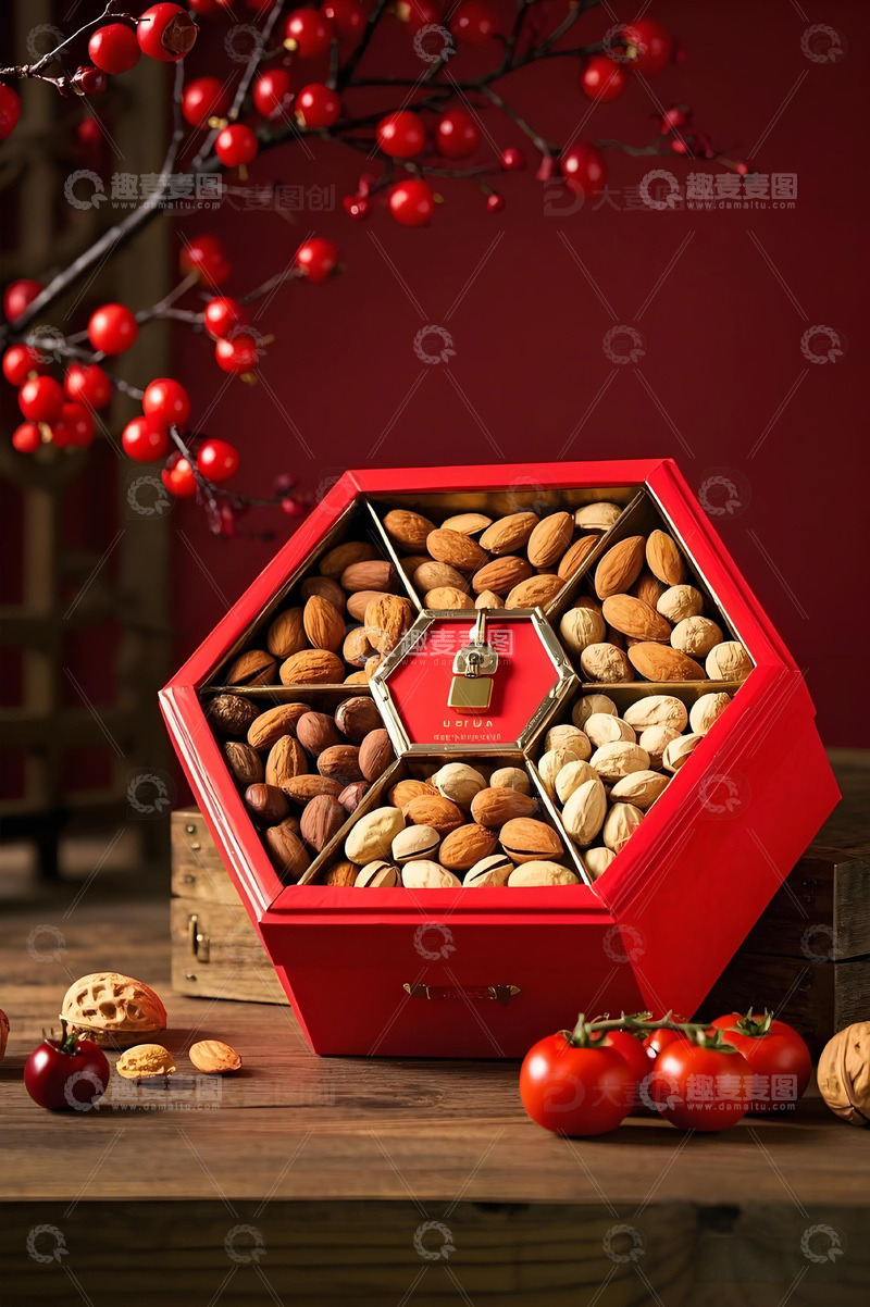 高清大图下载【趣麦麦图】春节坚果礼盒摄影图