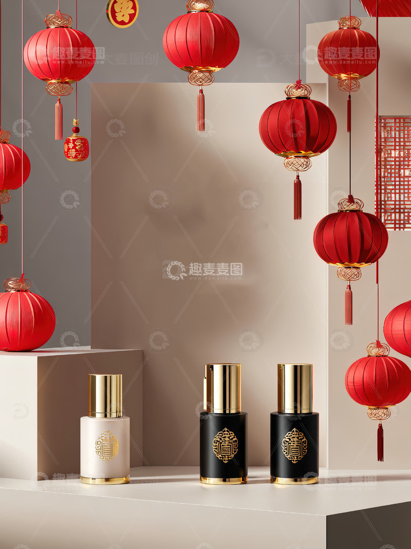 高清大图下载【趣麦麦图】新春主题化妆品摄影素材5