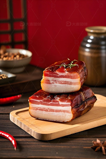 春节腊肉块美食摄影图1