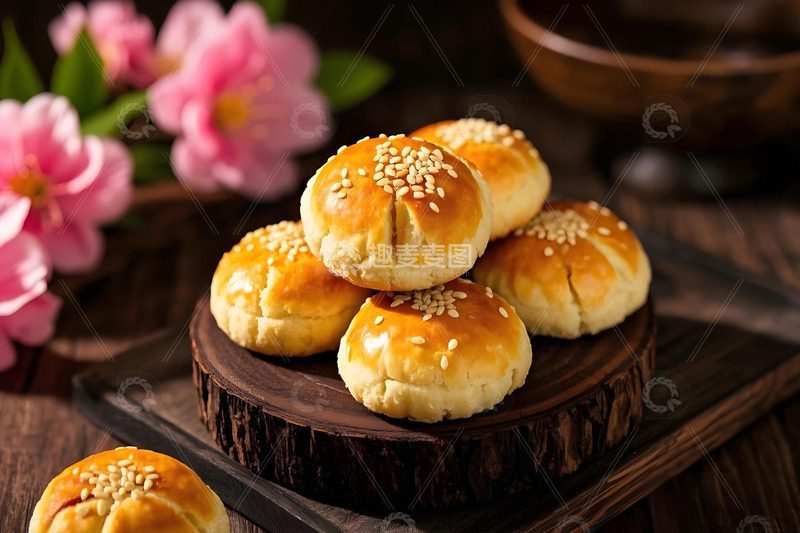 开口酥中华传统糕点摄影图