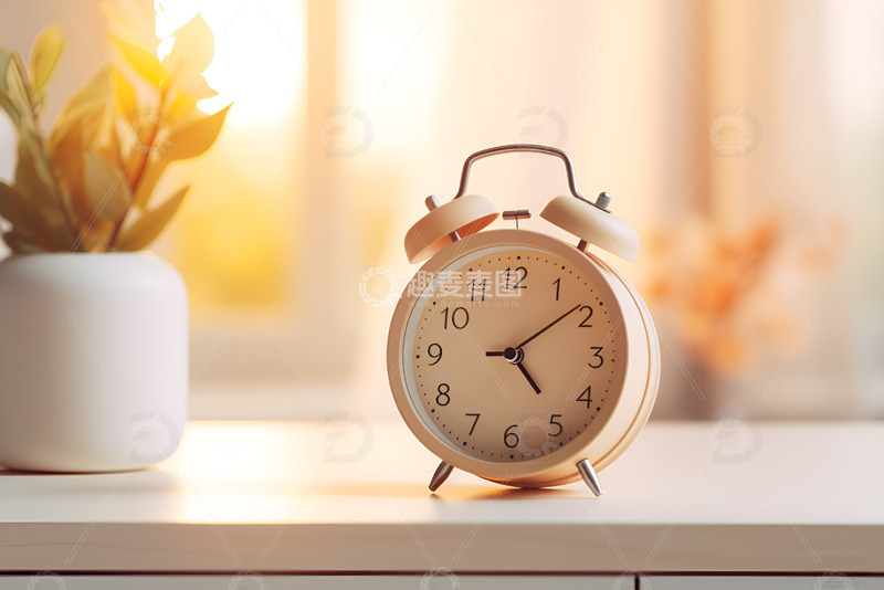 高清大图下载【趣麦麦图】放在床头柜上的闹钟