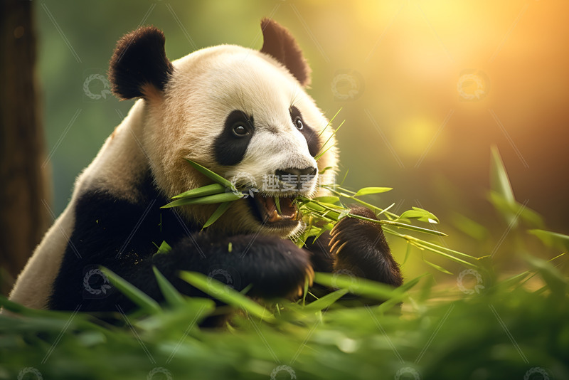 高清大图下载【趣麦麦图】吃竹子的大熊猫1