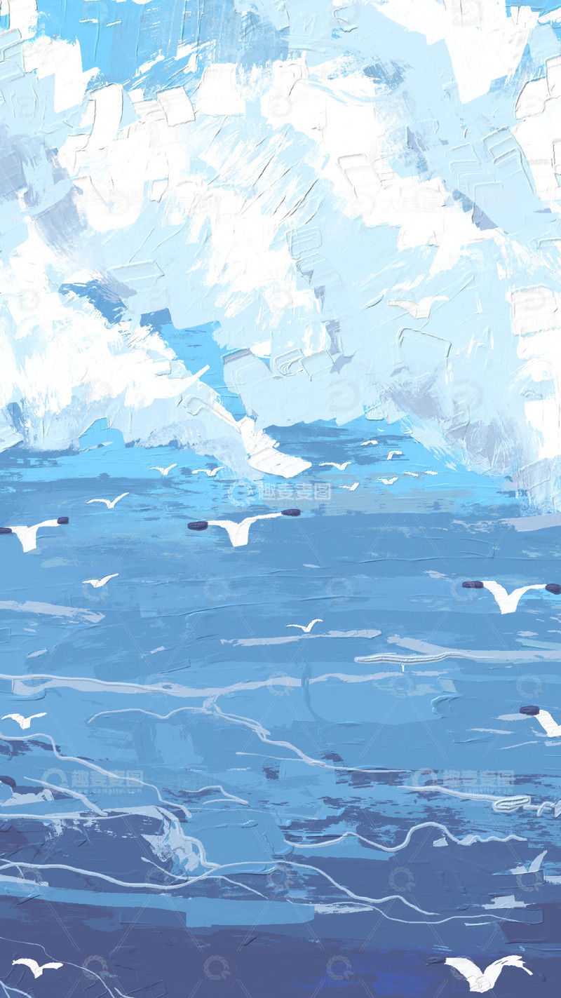 源文件下载【趣麦麦图】海浪油画底纹青春
