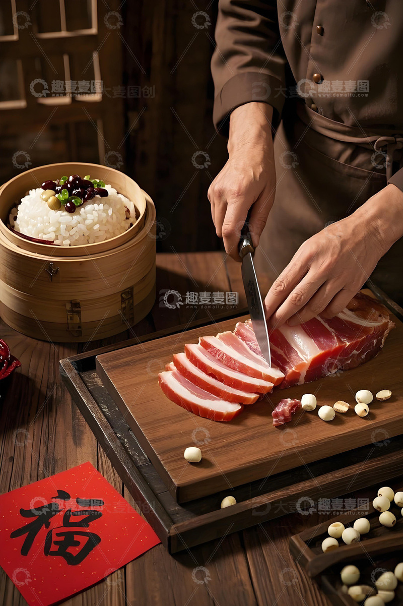 高清大图下载【趣麦麦图】制作年夜饭摄影图