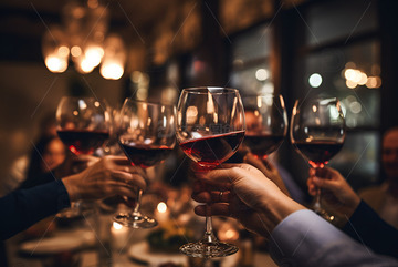 端着红酒杯干杯的众人