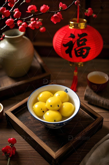 元宵节大黄米汤圆摄影图