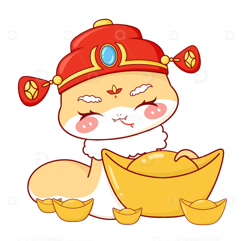 新年蛇年IP卡通手绘