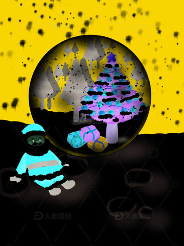 圣诞水晶球手绘插画