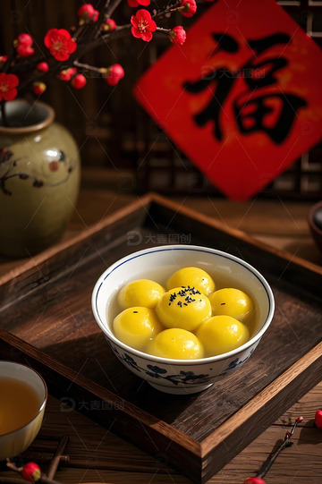 元宵节大黄米汤圆摄影图1