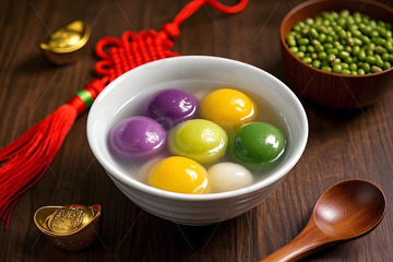 元宵五彩汤圆摄影图2