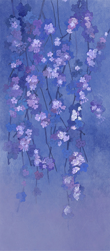 紫色古风素材垂吊梅花花丛