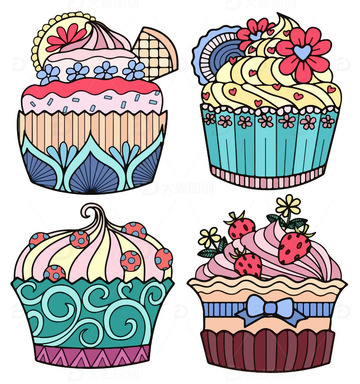 烘焙甜品奶油小纸杯蛋糕卡通素材