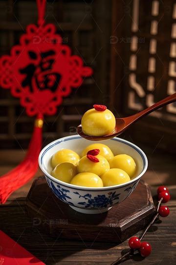 大黄米汤圆美食摄影图4