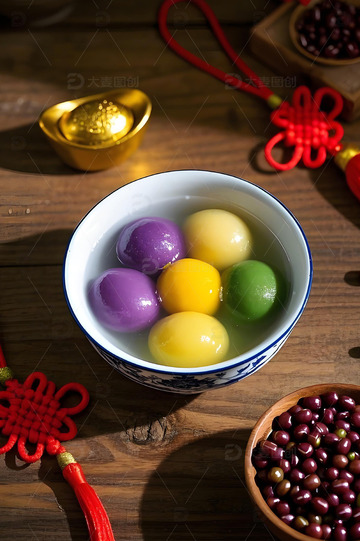 元宵五彩汤圆摄影图1