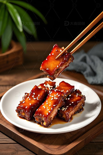 糖醋排骨美食摄影图