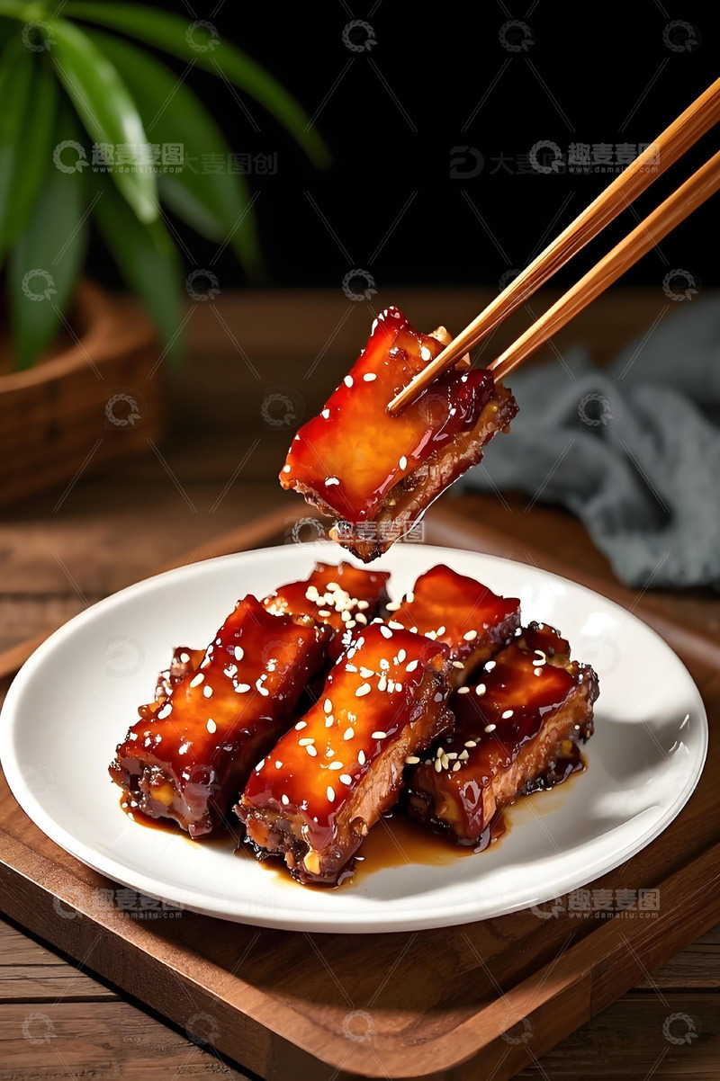 高清大图下载【趣麦麦图】糖醋排骨美食摄影图