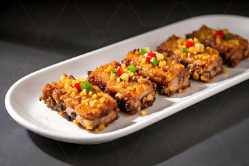 蒜香排骨美食摄影图1